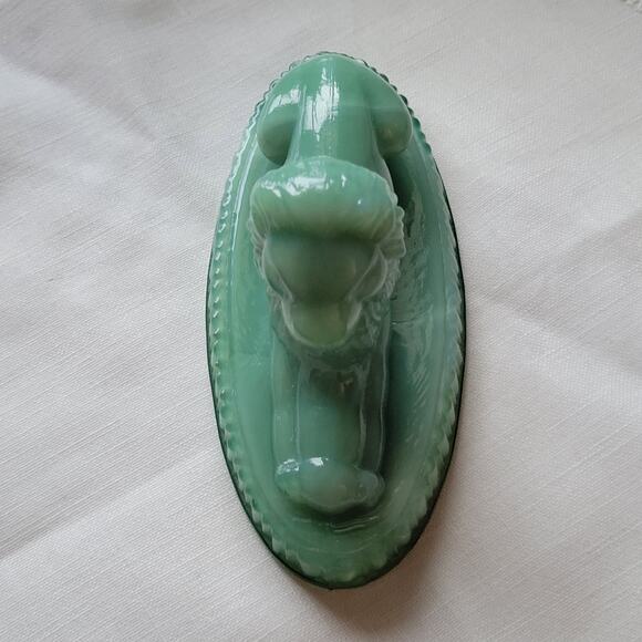 Vintage (VTG) Summit Jadeite Carnival Glass Oscar The Lion Paperweight/Figurine - Picture 5 of 10